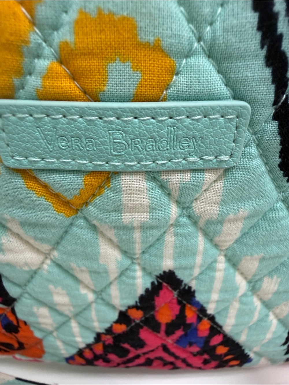 Vera Bradley Pueblo Vera Quilted Turquoise Patterned Tote Bag - Picture 2 of 11